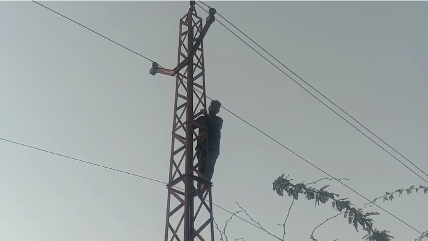 When the family members did not give the young man money for liquor, he climbed the tower, police brought him down after persuasion.